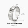 Wholesale Women's Stainless Steel Geometric Open Adjustable Hip Hop Style Ring With Electroplating