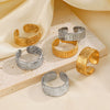 Wholesale Women's Stainless Steel Geometric Open Adjustable Hip Hop Style Ring With Electroplating