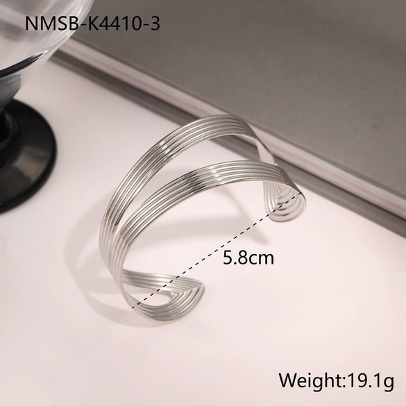 Wholesale Women's Stainless Steel Geometric Open Bracelet With Electroplating Design