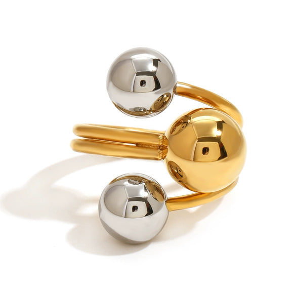 Wholesale Women's Stainless Steel Geometric Open Ring Jewelry With Gold And Silver Color Matching And Electroplating Treatment
