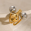 Wholesale Women's Stainless Steel Geometric Open Ring Jewelry With Gold And Silver Color Matching And Electroplating Treatment