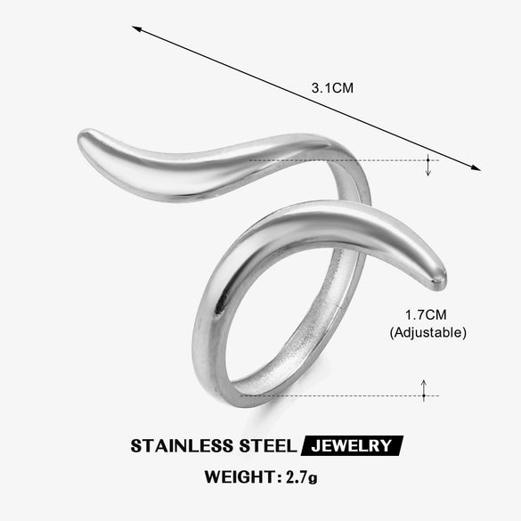 Wholesale Women's Stainless Steel Geometric Open Ring 18K Goldplated