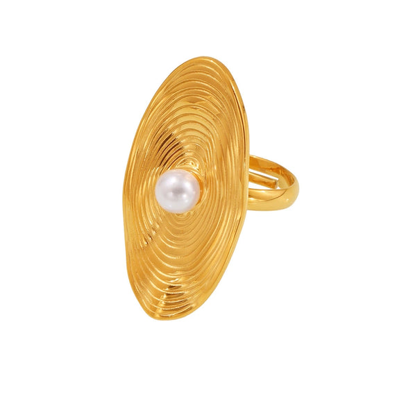 Wholesale Women's 316L Stainless Steel Geometric Open Ring With Electroplating And Color Retention Fashion Exaggerated Jewelry