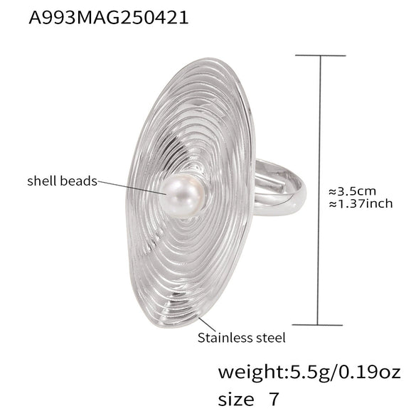 Wholesale Women's 316L Stainless Steel Geometric Open Ring With Electroplating And Color Retention Fashion Exaggerated Jewelry