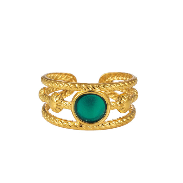 Wholesale Women's Stainless Steel Geometric Open Ring With Electroplating And Dot Oil Design