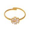 Wholesale Women's 316L Stainless Steel Geometric Open Ring With Electroplating And Zircon Water Drop Small Flower Design