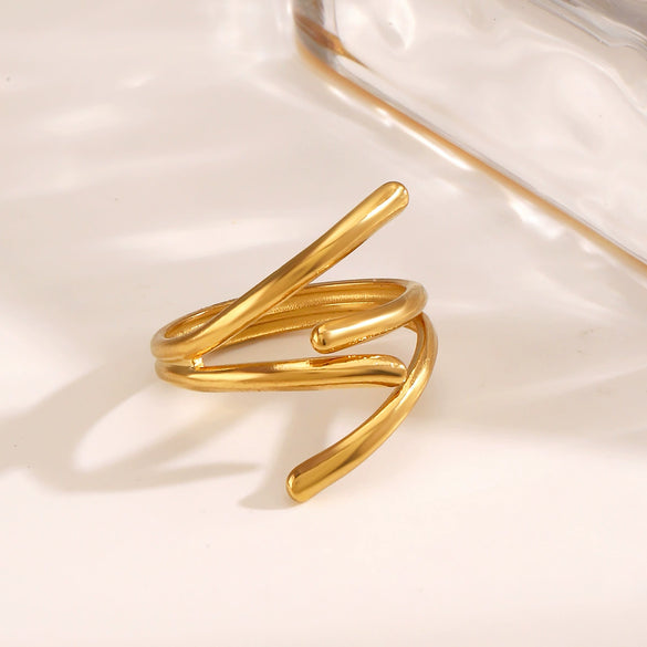 Wholesale Women's Stainless Steel Geometric Open Ring With Electroplating Design
