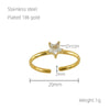 Wholesale Women's Stainless Steel Geometric Open Ring With Inlaid Zircon And Electroplating Treatment