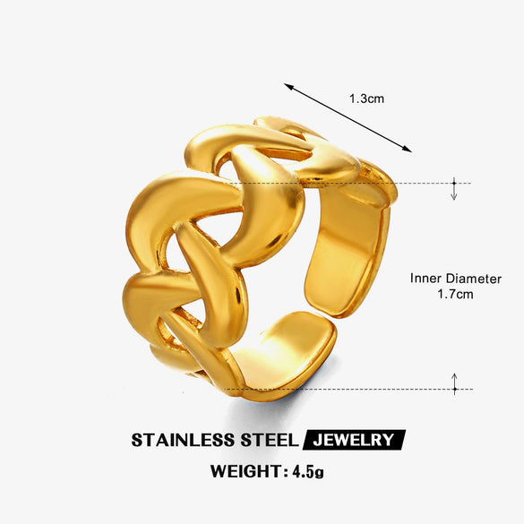 Wholesale Women's Stainless Steel Geometric Open Ring With 18K Goldplated Electroplating