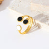 Wholesale Women's Stainless Steel Geometric Open Ring With Oil Dripping Black And White French Retro And Electroplating Style