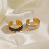Wholesale Women's Stainless Steel Geometric Open Ring With Oil Dripping Pattern And Goldplated French Retro Style