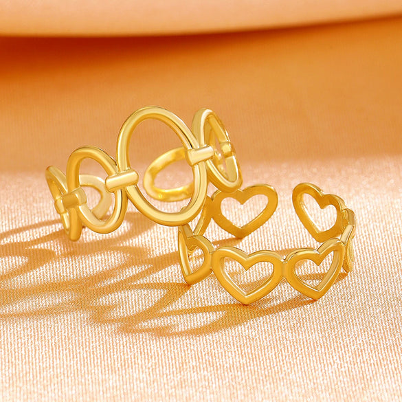 Wholesale Women's Stainless Steel Geometric Open Ring With Polishing Treatment