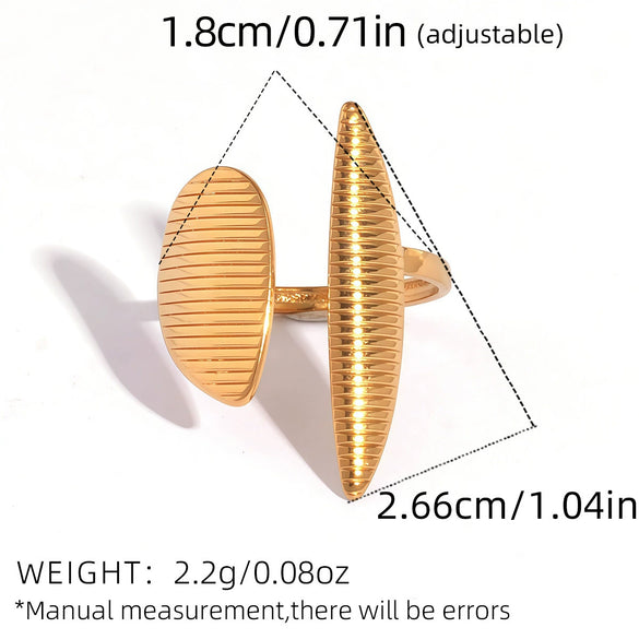 Wholesale Women's Stainless Steel Geometric Open Ring With Vacuum Furnace Electroplating And Line Pattern