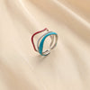 Wholesale Women's Stainless Steel Geometric Open Ring With Water Ripple And Oil Dropping Design And Electroplating Treatment
