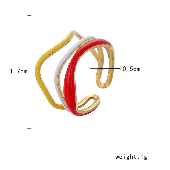 Wholesale Women's Stainless Steel Geometric Open Ring With Water Ripple And Oil Dropping Design And Electroplating Treatment