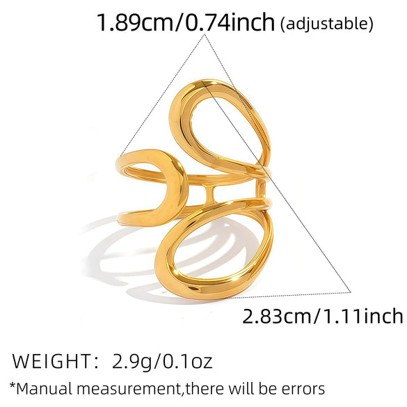 Wholesale Women's Stainless Steel Geometric Open Rings With Vacuum Plating