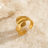Wholesale Women's Stainless Steel Geometric Opening Adjustable Ring 18K Gold Plated