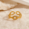 Wholesale Women's Stainless Steel Geometric Opening Adjustable Ring With Electroplating Design No Fading