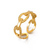 Wholesale Women's Stainless Steel Geometric Opening Adjustable Ring With Electroplating Design No Fading