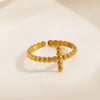Wholesale Women's Stainless Steel Geometric Opening Adjustable Ring With 18K Gold Plated Electroplating