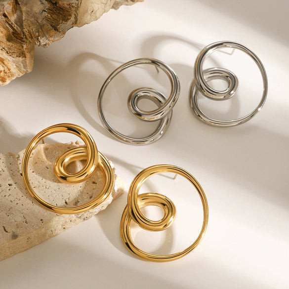 Wholesale Women's Stainless Steel Geometric Original Design Electroplated Rotating Earrings