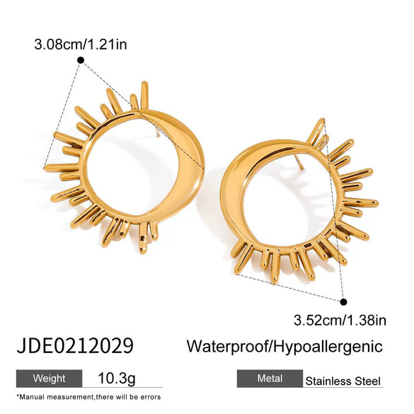 Wholesale Women's Stainless Steel Geometric Original Design Electroplated Sun Moon Hollow Star Moon Earrings