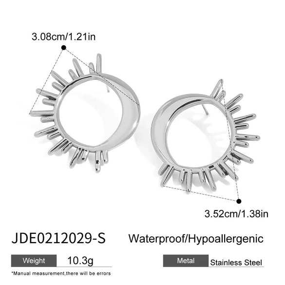 Wholesale Women's Stainless Steel Geometric Original Design Electroplated Sun Moon Hollow Star Moon Earrings