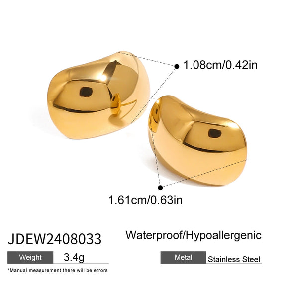 Wholesale Women's Stainless Steel Geometric Oval Earrings With 18K Gold Electroplating Retro Light Luxury Style
