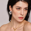 Wholesale Women's Stainless Steel Geometric Oval Frosted Brushed Light Luxury Style Electroplated Earrings