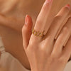 Wholesale Women's Stainless Steel Geometric Oval Ring 18K Gold Plated