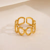 Wholesale Women's Stainless Steel Geometric Oval Ring 18K Gold Plated