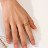 Wholesale Women's Stainless Steel Geometric Oval Ring 18K Gold Plated