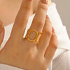 Wholesale Women's Stainless Steel Geometric Oval Ring With Electroplating Treatment
