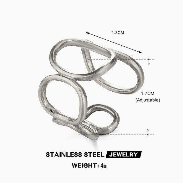 Wholesale Women's Stainless Steel Geometric Oval Ring With Electroplating Treatment