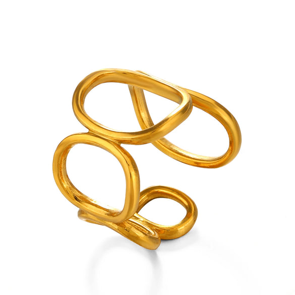 Wholesale Women's Stainless Steel Geometric Oval Ring With Electroplating Treatment