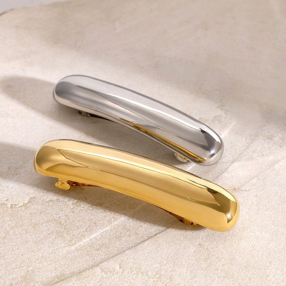 Wholesale Women's Stainless Steel Geometric Oval Spring Clip Hairpin Jewelry With Electroplating Treatment