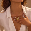 Wholesale Women's Stainless Steel Geometric Pattern Electroplated Fashion Niche Marine Style Necklace