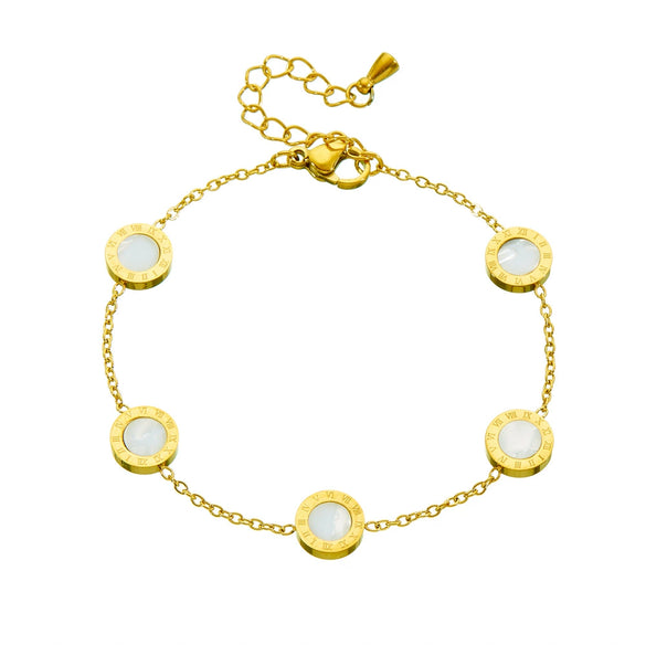Wholesale Women's Stainless Steel Geometric Pattern Electroplated Fashion Simple Temperament Round Bracelet