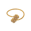 Wholesale Women's Stainless Steel Geometric Pattern Electroplated Microinlaid Zircon Ferris Wheel Fourleaf Flower Opening Finger Ring