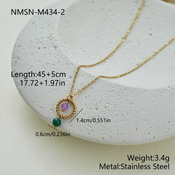 Wholesale Women's Stainless Steel Geometric Pattern Electroplated Oval Chain Splicing Necklace New Style Light Luxury Jewelry