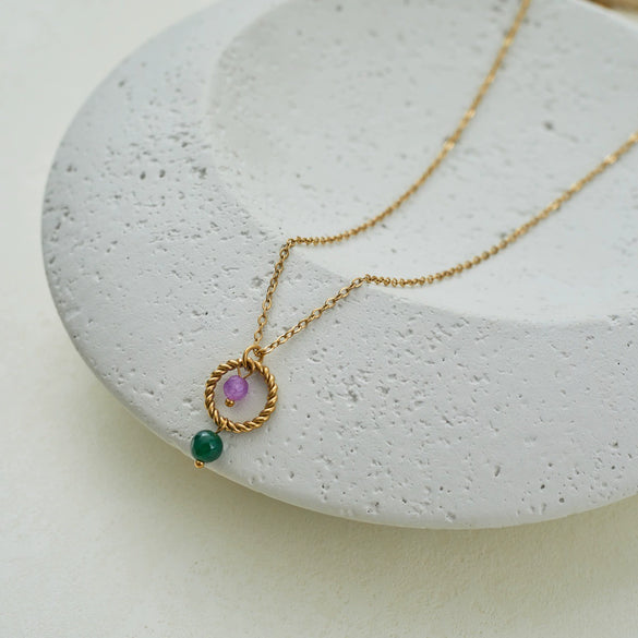 Wholesale Women's Stainless Steel Geometric Pattern Electroplated Oval Chain Splicing Necklace New Style Light Luxury Jewelry