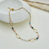 Wholesale Women's Stainless Steel Geometric Pattern Electroplated Oval Chain Splicing Necklace New Style Light Luxury Jewelry
