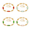 Wholesale Women's 316L Stainless Steel Geometric Pattern Electroplated Oval Glass Stone Bracelet Jewelry