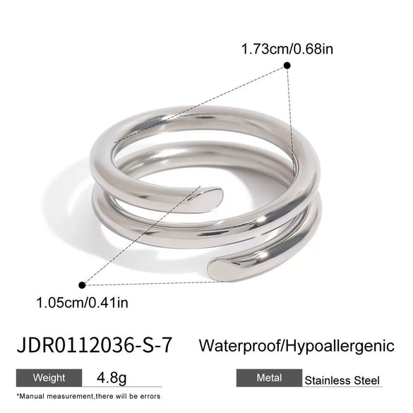 Wholesale Women's Stainless Steel Geometric Pattern Electroplated Threelayer Split Ring Jewelry