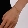 Wholesale Women's 316L Stainless Steel Geometric Pattern 18K Gold Plated Finger Chain Bracelet