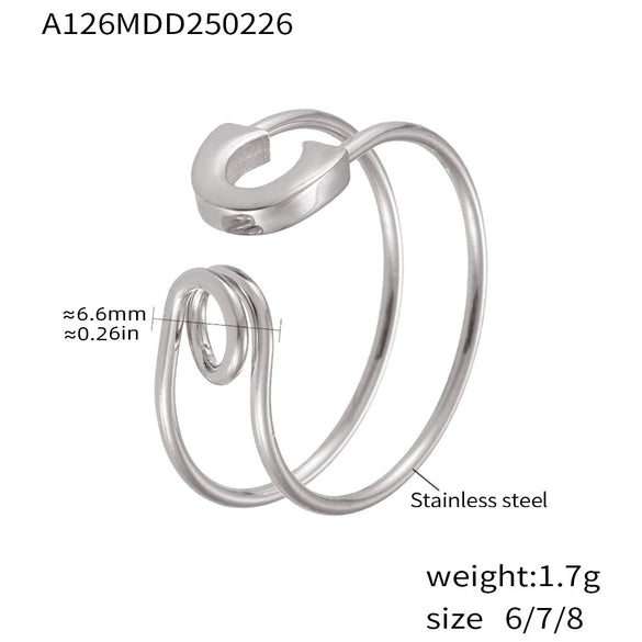 Wholesale Women's 316L Stainless Steel Geometric Pattern 18K Gold Plated Opening Ring Jewelry