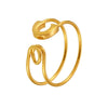 Wholesale Women's 316L Stainless Steel Geometric Pattern 18K Gold Plated Opening Ring Jewelry