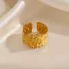 Wholesale Women's Stainless Steel Geometric Pattern Opening Adjustment Ring With Electroplating