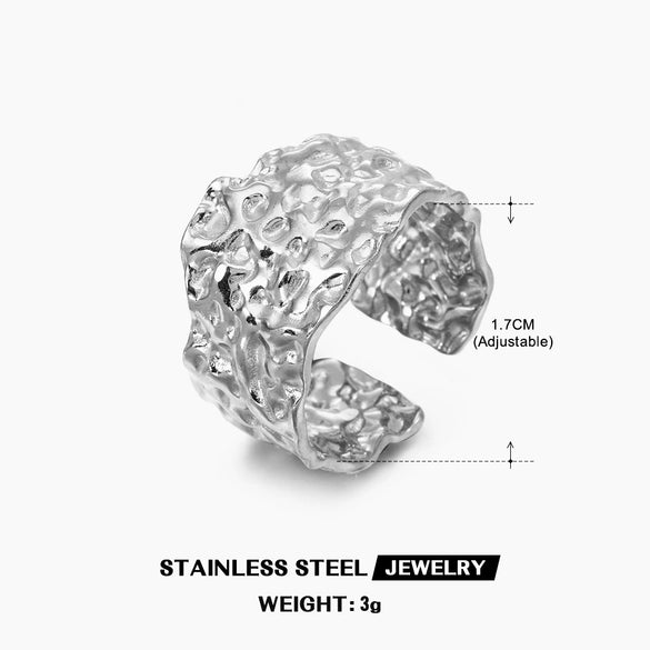 Wholesale Women's Stainless Steel Geometric Pattern Opening Adjustment Ring With Electroplating