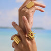 Wholesale Women's Stainless Steel Geometric Patterned Electroplated Ring With Sunflower Opening Style